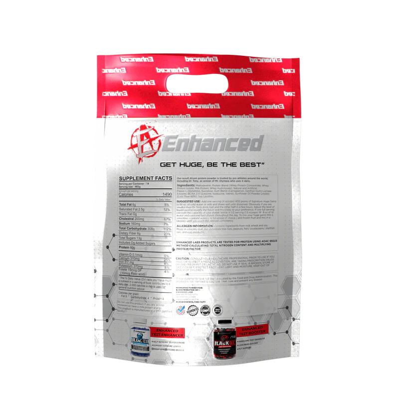 Enhanced Huge Gainz, Mass & Muscle Gainer, Contains 60G Protein & 1,490 Calorie Per Serving,5.4 KG (12 Lbs) - Image 2